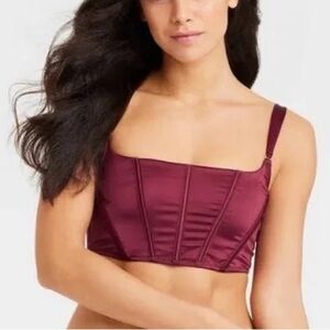 Auden Burgundy Corset-Style Intimates Bralette Top NWT Size Large Wine Red Layer
